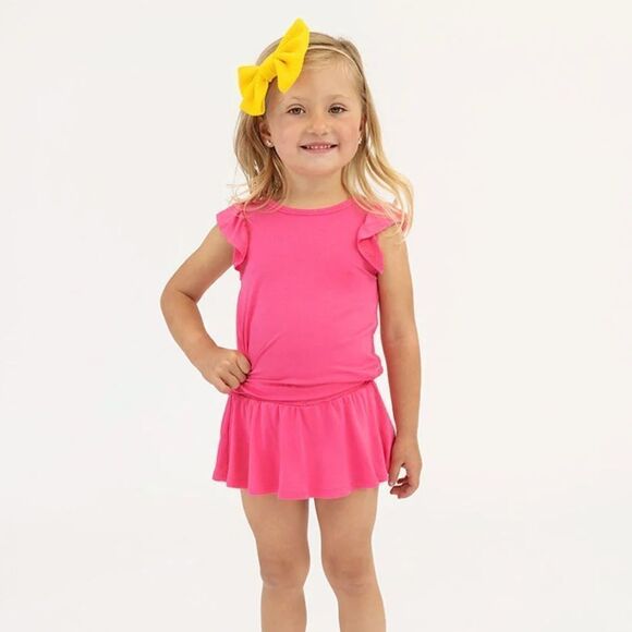 Posh Peanut Hot Pink Ruffled Cap Sleeve Loose Fit Shirt 6 nwt - Picture 1 of 6